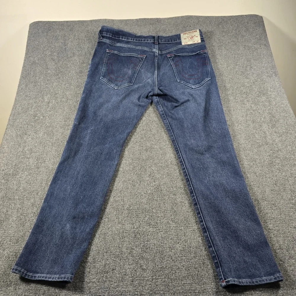 True Religion Rocco Relaxed Skinny Jeans Men's 38x30 Blue Stretch Denim